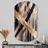 Metallic Stripes And Circles III - Asymmetric Metal Wall Art