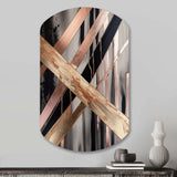 Metallic Stripes And Circles III - Asymmetric Metal Wall Art