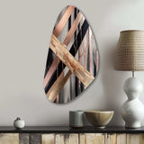 Metallic Stripes And Circles III - Asymmetric Metal Wall Art