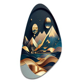 Dreamy Golden Mountain I - Asymmetric Metal Wall Art