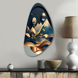 Dreamy Golden Mountain I - Asymmetric Metal Wall Art