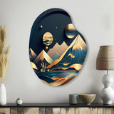 Dreamy Golden Mountain I - Asymmetric Metal Wall Art