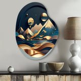 Dreamy Golden Mountain I - Asymmetric Metal Wall Art