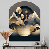 Dreamy Golden Mountain II - Asymmetric Metal Wall Art