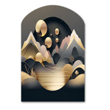 Dreamy Golden Mountain II - Asymmetric Metal Wall Art