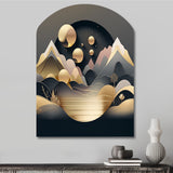 Dreamy Golden Mountain II - Asymmetric Metal Wall Art