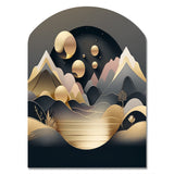 Dreamy Golden Mountain II - Asymmetric Metal Wall Art