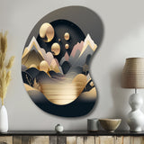 Dreamy Golden Mountain II - Asymmetric Metal Wall Art