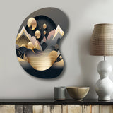 Dreamy Golden Mountain II - Asymmetric Metal Wall Art