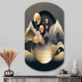 Dreamy Golden Mountain II - Asymmetric Metal Wall Art