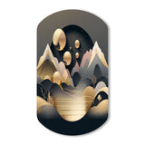 Dreamy Golden Mountain II - Asymmetric Metal Wall Art