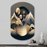 Dreamy Golden Mountain II - Asymmetric Metal Wall Art