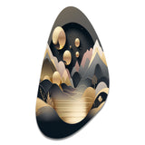 Dreamy Golden Mountain II - Asymmetric Metal Wall Art