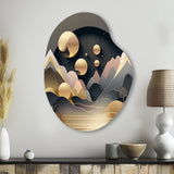 Dreamy Golden Mountain II - Asymmetric Metal Wall Art