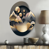 Dreamy Golden Mountain II - Asymmetric Metal Wall Art