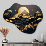 Dreamy Golden Mountain IV - Asymmetric Metal Wall Art