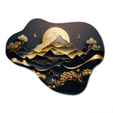 Dreamy Golden Mountain IV - Asymmetric Metal Wall Art