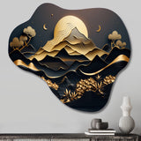 Dreamy Golden Mountain IV - Asymmetric Metal Wall Art