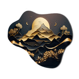 Dreamy Golden Mountain IV - Asymmetric Metal Wall Art