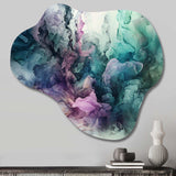 Green Purple Marbled Symphony - Asymmetric Metal Wall Art