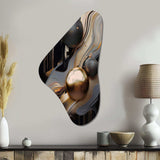 Gold And Black Marble Mirage I - Asymmetric Metal Wall Art