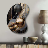 Gold And Black Marble Mirage I - Asymmetric Metal Wall Art