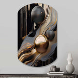 Gold And Black Marble Mirage I - Asymmetric Metal Wall Art