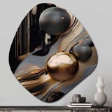 Gold And Black Marble Mirage I - Asymmetric Metal Wall Art