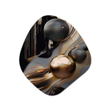 Gold And Black Marble Mirage I - Asymmetric Metal Wall Art