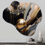 Gold And Black Marbled Euphoria II - Asymmetric Metal Wall Art