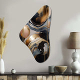 Gold And Black Marbled Euphoria V - Asymmetric Metal Wall Art