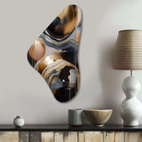 Gold And Black Marbled Euphoria V - Asymmetric Metal Wall Art