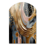 Gold And Black Marble Expression VI - Asymmetric Metal Wall Art