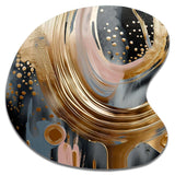 Gold And Black Marble Expression VI - Asymmetric Metal Wall Art