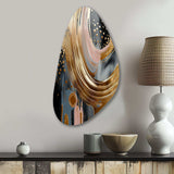 Gold And Black Marble Expression VI - Asymmetric Metal Wall Art