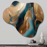 Gold And Green Marbled Euphoria II - Asymmetric Metal Wall Art