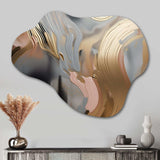 Gold And Pink Vibrant Swirls IV - Asymmetric Metal Wall Art