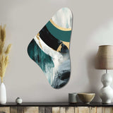 Gold And Green Geometric Enchantment II - Asymmetric Metal Wall Art