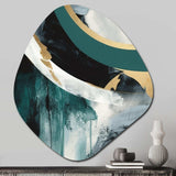 Gold And Green Geometric Enchantment II - Asymmetric Metal Wall Art