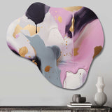 Pink And Gold Inner Worlds Of Marble III - Asymmetric Metal Wall Art