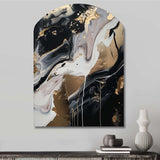 Back And Gold Marble Medley III - Asymmetric Metal Wall Art