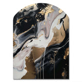 Back And Gold Marble Medley III - Asymmetric Metal Wall Art