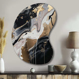 Back And Gold Marble Medley III - Asymmetric Metal Wall Art