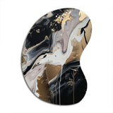 Back And Gold Marble Medley III - Asymmetric Metal Wall Art