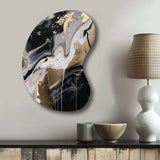 Back And Gold Marble Medley III - Asymmetric Metal Wall Art