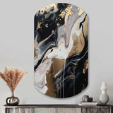 Back And Gold Marble Medley III - Asymmetric Metal Wall Art