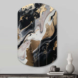 Back And Gold Marble Medley III - Asymmetric Metal Wall Art