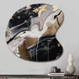 Back And Gold Marble Medley III - Asymmetric Metal Wall Art