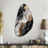 Back And Gold Marble Medley III - Asymmetric Metal Wall Art