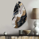 Back And Gold Marble Medley III - Asymmetric Metal Wall Art